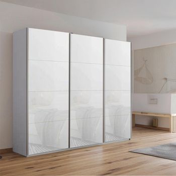 Kulmbach Silk Grey and White Glass 203cm 3 Door Sliding Wardrobe
