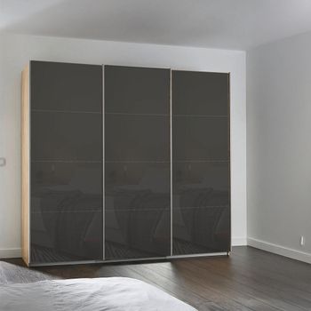 Kulmbach Sonoma Oak and Basalt Glass 203cm 3 Door Sliding Wardrobe