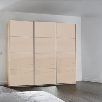 Kulmbach Sonoma Oak and Champagne Glass 203cm 3 Door Sliding Wardrobe