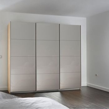 Kulmbach Sonoma Oak and Grey High Gloss 203cm 3 Door Sliding Wardrobe
