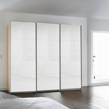 Kulmbach Sonoma Oak and White High Gloss 203cm 3 Door Sliding Wardrobe