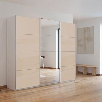 Kulmbach Sliding Mirror Alpine White and Champagne Glass 203cm 3 Door Wardrobe