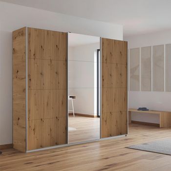 Kulmbach Sliding Mirror Artisan Oak 203cm 3 Door Wardrobe
