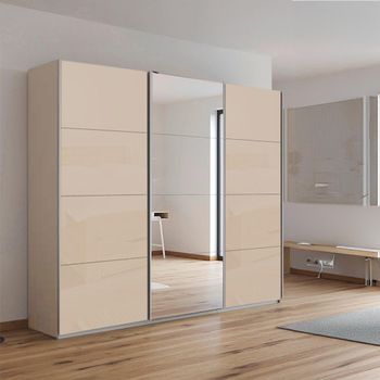 Kulmbach Sliding Mirror Champagne and Champagne Glass 203cm 3 Door Wardrobe