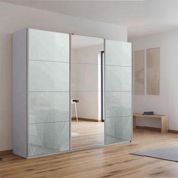 Kulmbach Sliding Mirror Silk Grey and Silk Grey Glass 203cm 3 Door Wardrobe