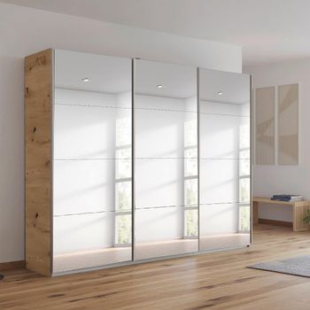 Kulmbach Mirrored Artisan Oak 271cm 3 Door Sliding Wardrobe