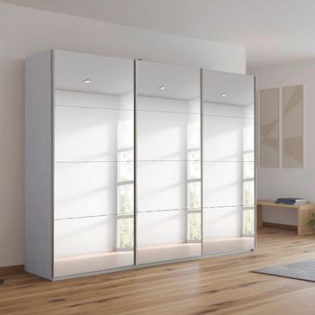 Kulmbach Mirrored Silk Grey 271cm 3 Door Sliding Wardrobe