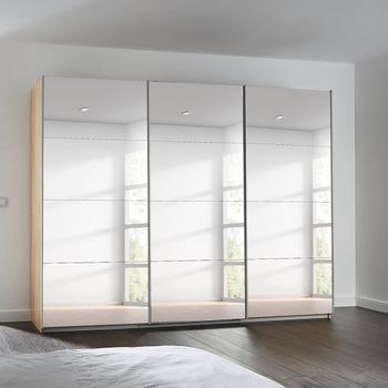 Kulmbach Mirrored Sonoma Oak 271cm 3 Door Sliding Wardrobe