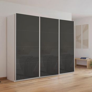 Kulmbach Alpine White and Basalt Glass 271cm 3 Door Sliding Wardrobe