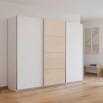 Kulmbach Alpine White and Champagne Glass Front 271cm 3 Door Sliding Wardrobe