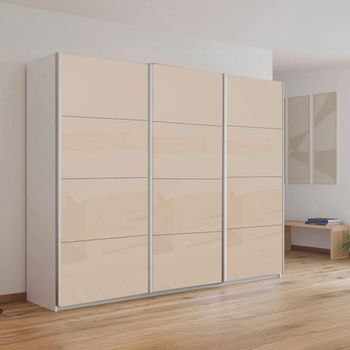 Kulmbach Alpine White and Champagne Glass 271cm 3 Door Sliding Wardrobe