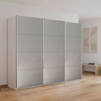Kulmbach Alpine White and Grey High Gloss 271cm 3 Door Sliding Wardrobe
