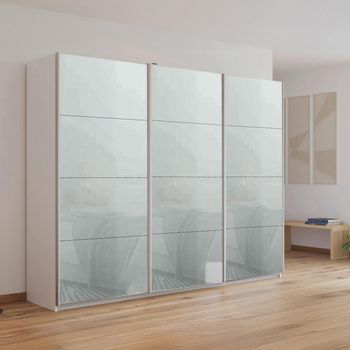 Kulmbach Alpine White and Silk Grey Glass 271cm 3 Door Sliding Wardrobe