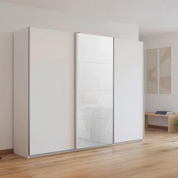 Kulmbach Alpine White and White Glass Front 271cm 3 Door Sliding Wardrobe