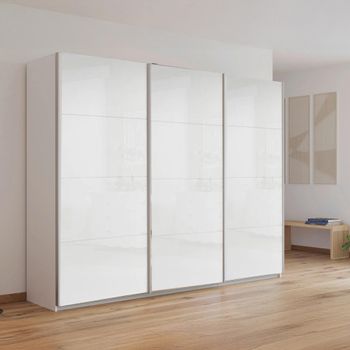 Kulmbach Alpine White and White High Gloss 271cm 3 Door Sliding Wardrobe