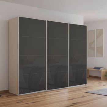Kulmbach Champagne and Basalt Glass 271cm 3 Door Sliding Wardrobe