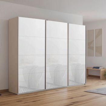 Kulmbach Champagne and White Glass 271cm 3 Door Sliding Wardrobe