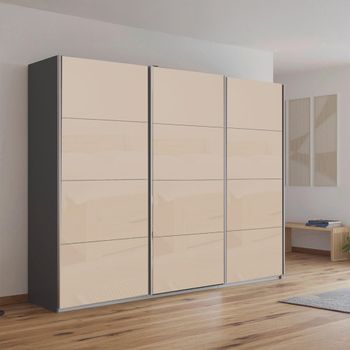 Kulmbach Metallic Dark Grey and Champagne Glass 271cm 3 Door Sliding Wardrobe