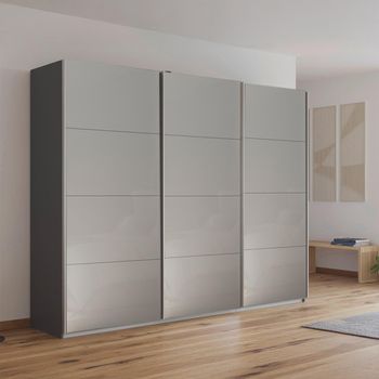 Kulmbach Metallic Dark Grey and Grey High Gloss 271cm 3 Door Sliding Wardrobe