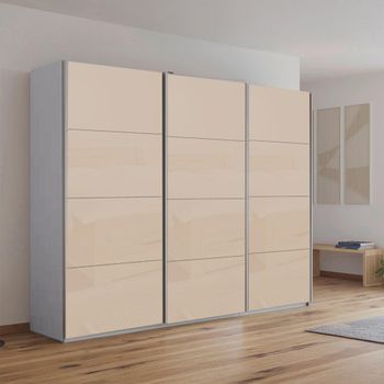 Kulmbach Silk Grey and Champagne Glass 271cm 3 Door Sliding Wardrobe