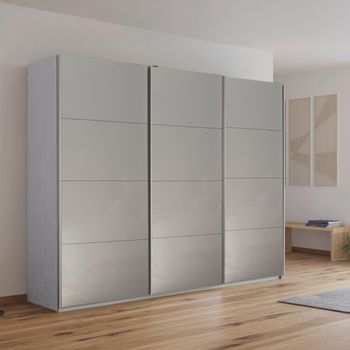 Kulmbach Silk Grey and Grey High Gloss 271cm 3 Door Sliding Wardrobe
