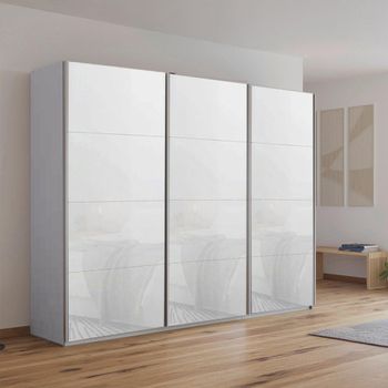 Kulmbach Silk Grey and White Glass 271cm 3 Door Sliding Wardrobe