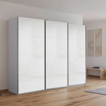 Kulmbach Silk Grey and White High Gloss 271cm 3 Door Sliding Wardrobe