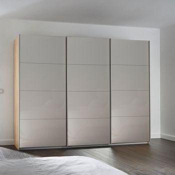 Kulmbach Sonoma Oak and Grey High Gloss 271cm 3 Door Sliding Wardrobe