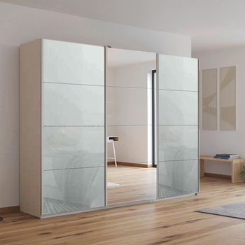Kulmbach Sliding Mirror Champagne and Silk Grey Glass 271cm 3 Door Wardrobe