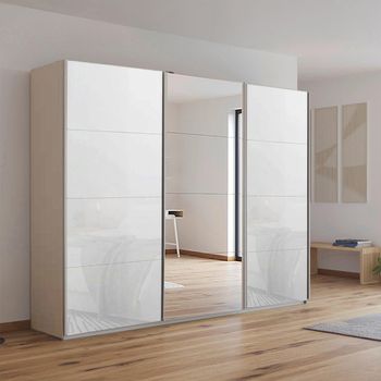 Kulmbach Sliding Mirror Champagne and White Glass 271cm 3 Door Wardrobe