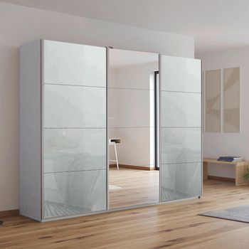 Kulmbach Sliding Mirror Silk Grey and Silk Grey Glass 271cm 3 Door Wardrobe
