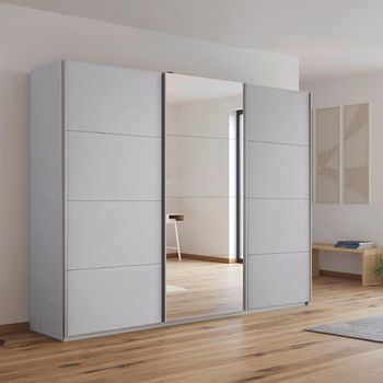 Kulmbach Sliding Mirror Silk Grey 271cm 3 Door Wardrobe