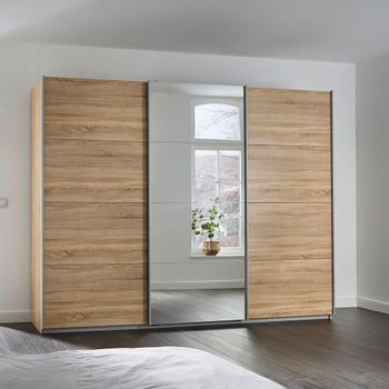 Kulmbach Sliding Mirror Sonoma Oak 271cm 3 Door Wardrobe
