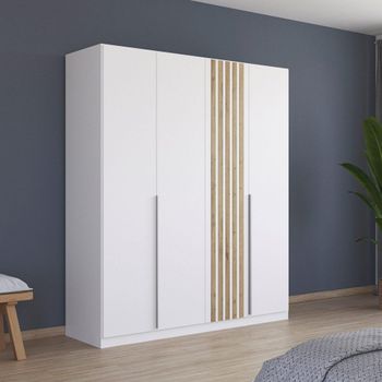 Lamella Alpine White and Artisan Oak 181cm 4 Door Wardrobe