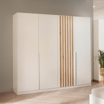 Lamella Alpine White and Artisan Oak 226cm 4 Door Wardrobe