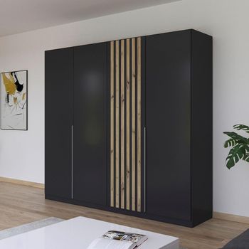 Lamella Metallic Dark Grey and Artisan Oak 226cm 4 Door Wardrobe
