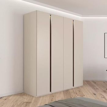 Luana Champagne and Atlantic Dark Oak 201cm 4 Door Wardrobe with Lighting