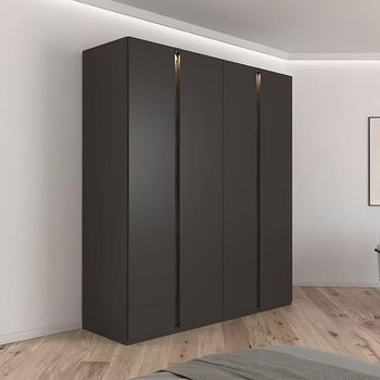 Luana Graphite and Atlantic Dark Oak 201cm 4 Door Wardrobe with Lighting