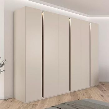 Luana Champagne and Atlantic Dark Oak 301cm 6 Door Wardrobe with Lighting