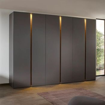 Luana Graphite and Atlantic Dark Oak 301cm 6 Door Wardrobe with Lighting