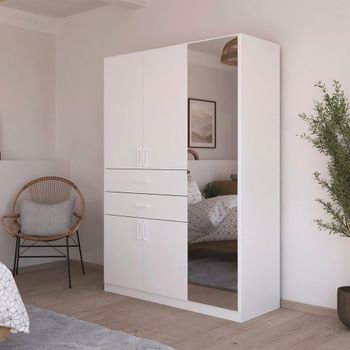Maika Alpine White 136cm 5 Door Combi H197cm Wardrobe