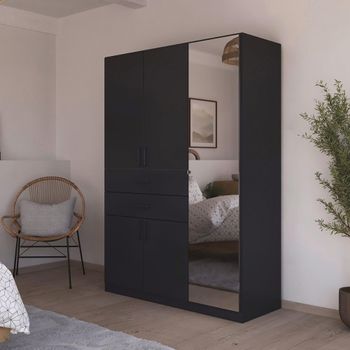 Maika Metallic Dark Grey 136cm 5 Door Combi H197cm Wardrobe