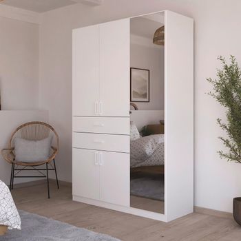 Maika Alpine White 136cm 5 Door Combi H210cm Wardrobe
