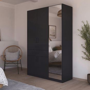 Maika Metallic Dark Grey 136cm 5 Door Combi H210cm Wardrobe