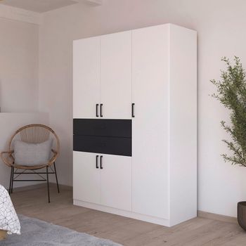 Maika Alpine White and Metallic Dark Grey 136cm 5 Door H197cm Wardrobe