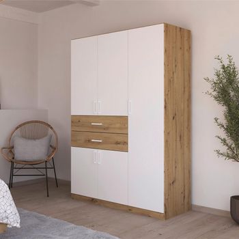 Maika Artisan Oak and Alpine White 136cm 5 Door H197cm Wardrobe