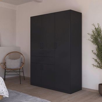 Maika Metallic Dark Grey 136cm 5 Door H197cm Wardrobe