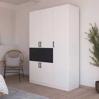 Maika Alpine White and Metallic Dark Grey 136cm 5 Door H210cm Wardrobe