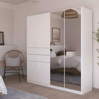 Maika Alpine White 181cm 6 Door Combi H197cm Wardrobe