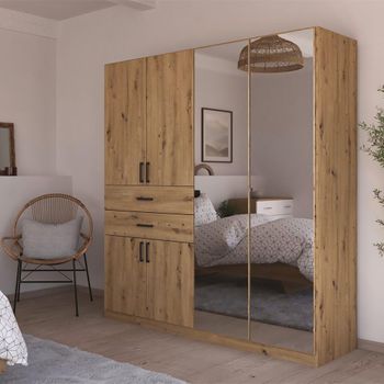 Maika Artisan Oak 181cm 6 Door Combi H197cm Wardrobe